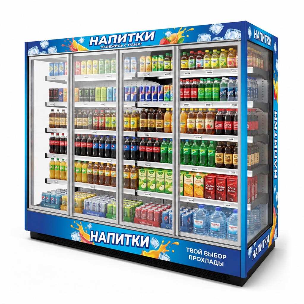 Холодильные горки Ангара 2500х710х2100мм распашные (-1+7)
