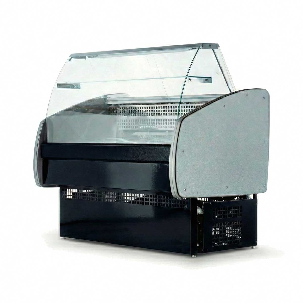 Гастрономическая холодильная витрина с панорамным стеклом Ангара 2 1.3м 0+5с