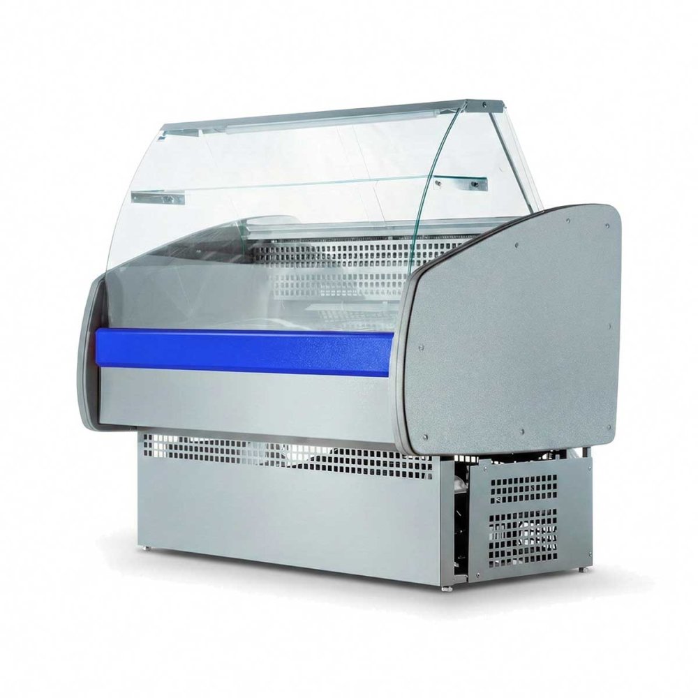 Гастрономическая холодильная витрина с панорамным стеклом Ангара 2 1.3м 0+5с