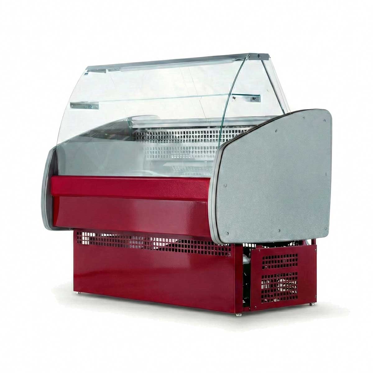 Гастрономическая холодильная витрина с панорамным стеклом Ангара 2 1.3м 0+5с