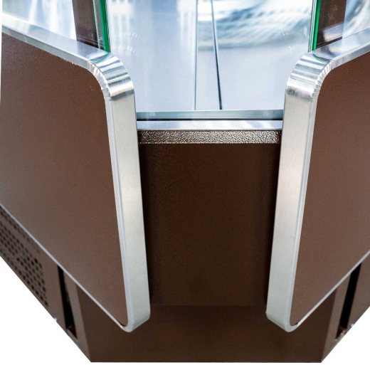 Угловая гастрономическая витрина 3-КУБ угол внутренний 90°