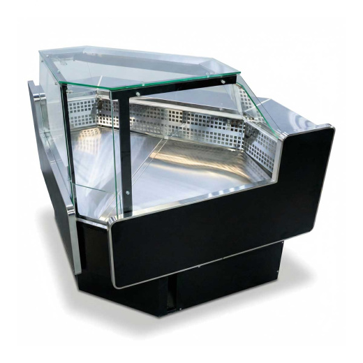 Угловая гастрономическая витрина 3-КУБ угол внутренний 90°